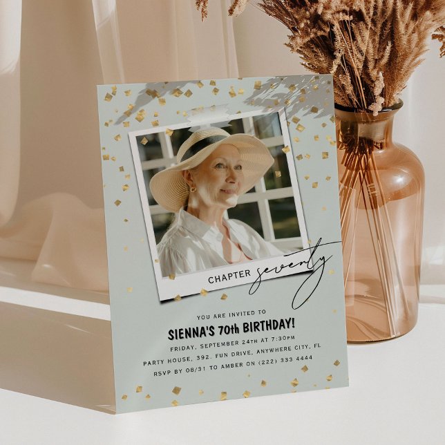 Convite Capítulo 77 Divertidos 70 de Foto Moderno Aniversá (Criador carregado)