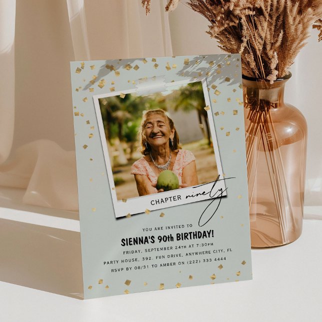 Convite Capítulo 90º Diversão do 90 de Foto Moderno Aniver (Criador carregado)