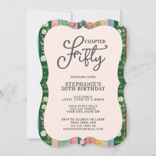 Convite Capítulo Cinquenta Livro Floral Tema de 50º Aniver