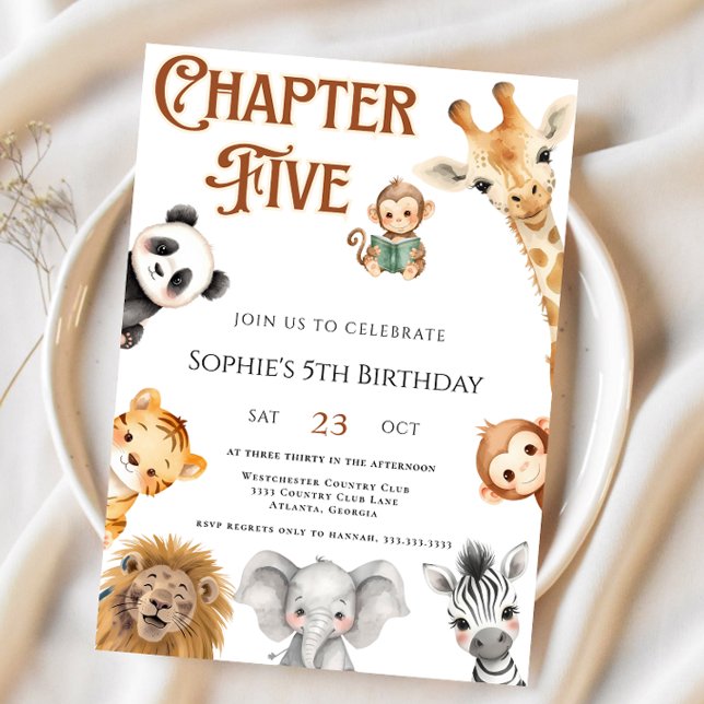Convite Capítulo Dois Storybook Jungle Safari 5 Birday (Criador carregado)