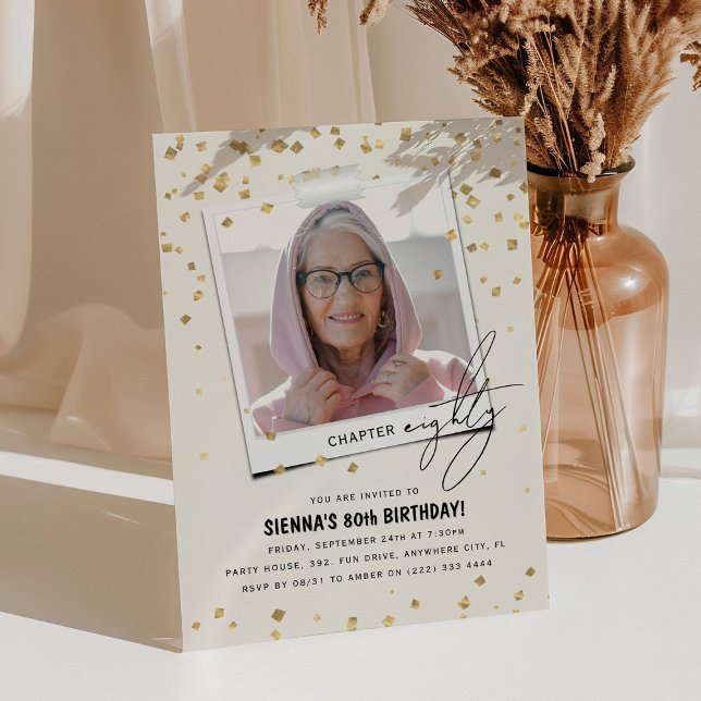 Convite Capítulo Oitavo Diversão do 80 de Foto Moderno Ani (Criador carregado)