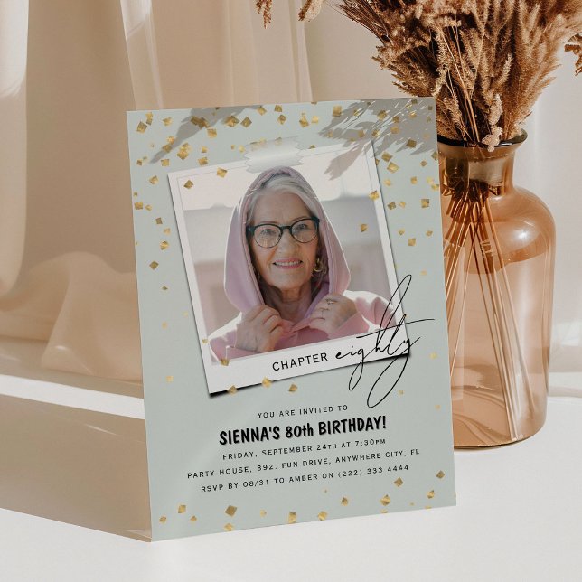 Convite Capítulo Oitavo Diversão do 80 de Foto Moderno Ani (Criador carregado)