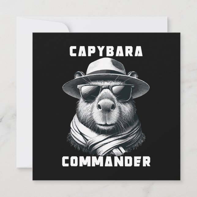 Convite Capivara Com Óculos De Sol Capy Comandante (Frente)