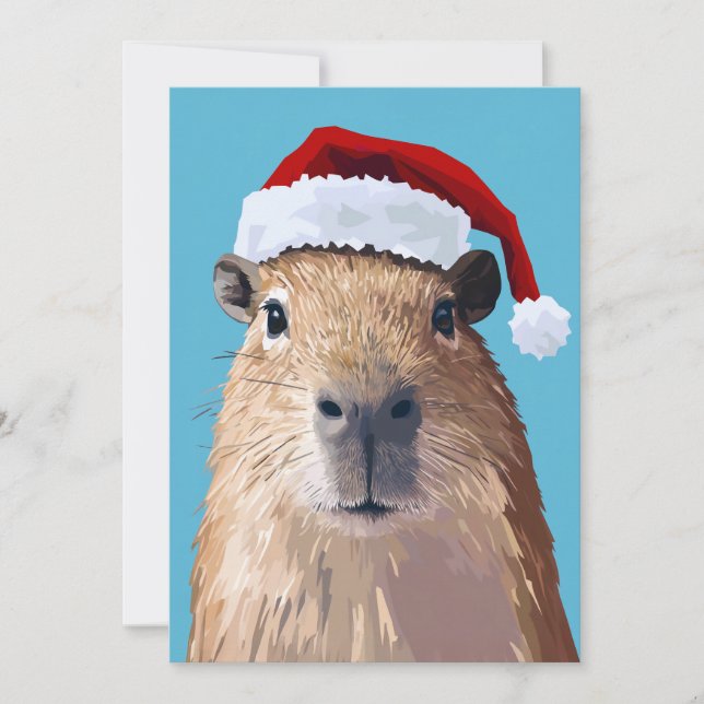 Convite Capivara Festiva com Chapéu de Papai Noel (Frente)