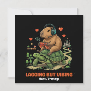 Convite Capivara Gamer Atolada Mas Vibando e Tartaruga Div