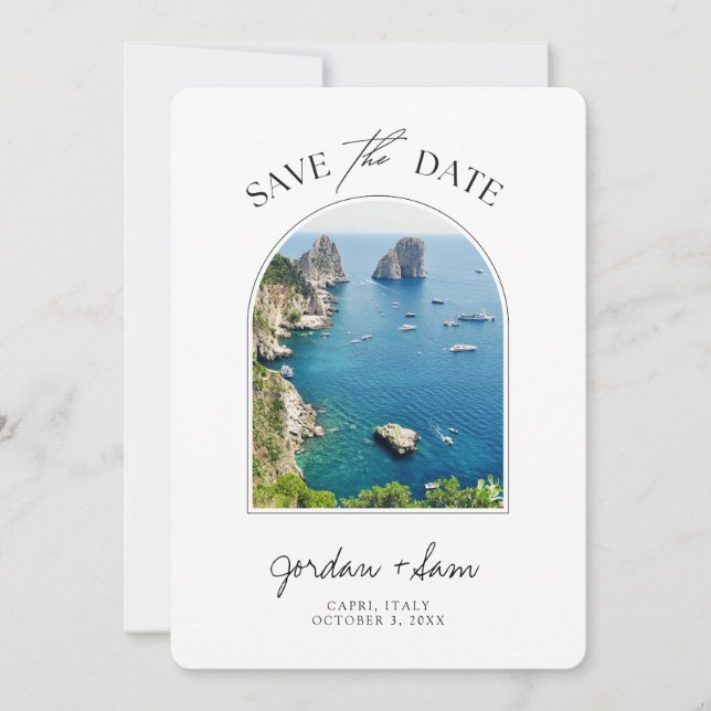 Convite Capri Itália Wedding Save the Date (Frente)