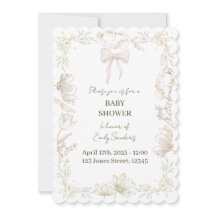 Convite Caprichoso de Chá de Bebê Floral de Delft