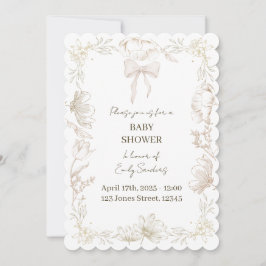 Convite Caprichoso de Chá de Bebê Floral de Delft