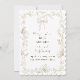 Convite Caprichoso de Chá de Bebê Floral de Delft