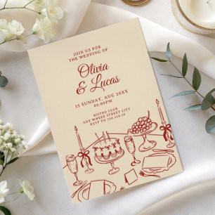 Convite caprichoso doodle manuscrito casamento elegante