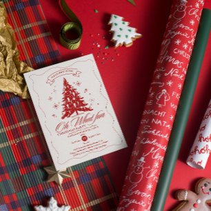 Convite Caprichoso Oh Que Diversão Árvore de Natal Vermelh
