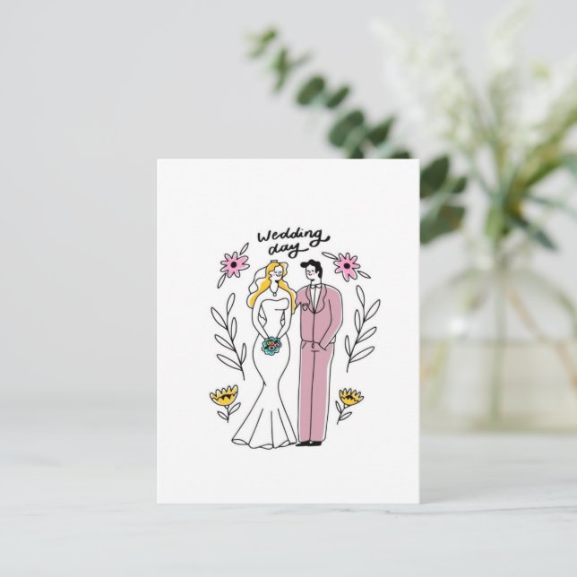 Convite Caprichoso para o "Dia do Casamento" - Art (Em pé/Frente)
