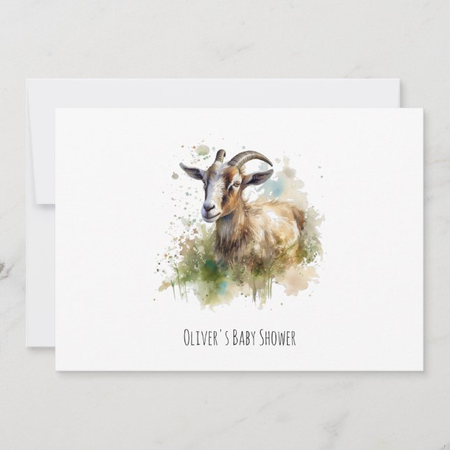 Convite Caprino de Aquarela, personalizado (Frente)