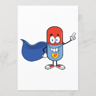 Convite Cápsula do comprimido dos desenhos animados