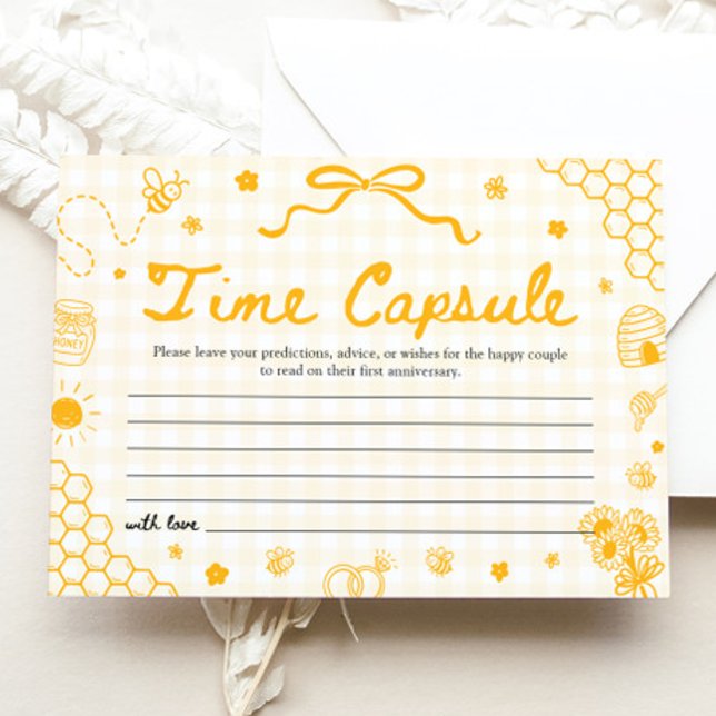 Convite Cápsula do Tempo Abelha Mel Amarela Jogo para Chá  (Yellow Honey Bee Time Capsule Bridal Shower Game)