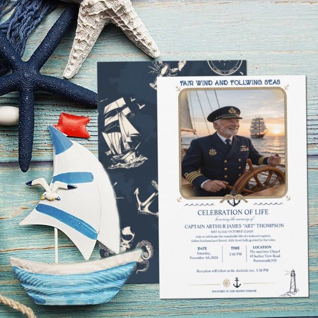 Convite Captain Funeral Invitation Template (Criador carregado)