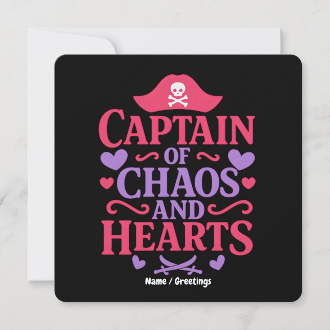 Convite Captain of Chaos and Hearts Pirate Graphic (Frente)