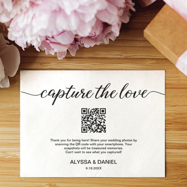 Convite Capturar o compartilhamento de fotos de casamento  (Capture the Love QR code smaller enclosure wedding photo share card.)