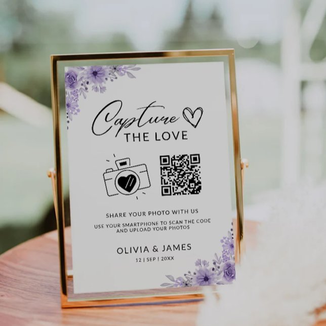 Convite Capturar O Sinal De Código Qr De Amor, Roxo (Capture The Love Qr Code Sign, Purple Invitation)