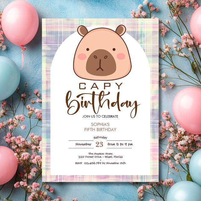 Convite Capy birthday capybara kids birthday (Criador carregado)