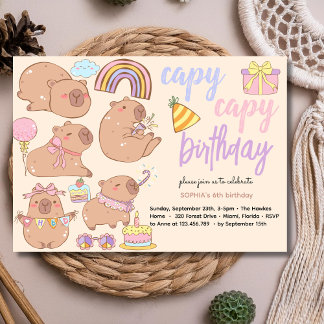 Convite Capy capy birthday invitation