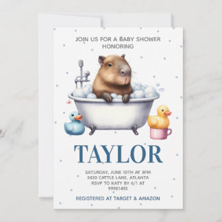 Convite Capybara Baby shower Invitation