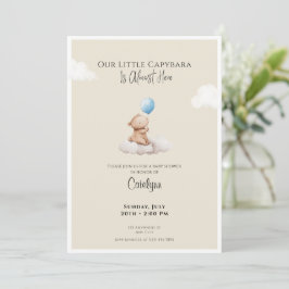 Convite Capybara Baby Shower Invitation Cloud and Balloon