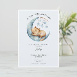 Convite Capybara Baby Shower Invitation Cozy Moon Cub
