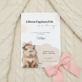 Convite Capybara Baby Shower • Pink Bow Theme