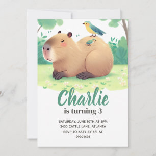 Convite Capybara Birthday Invitation