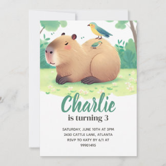 Convite Capybara Birthday Invitation