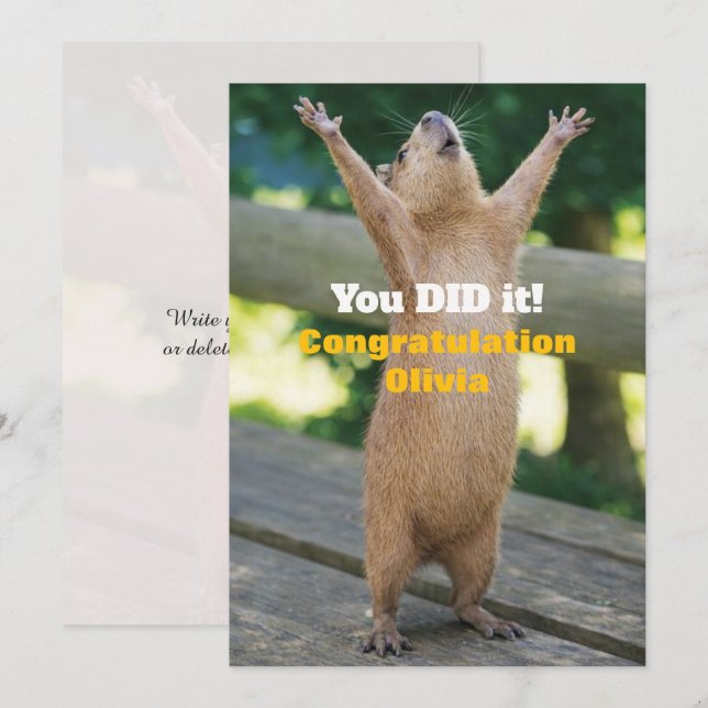 Convite 🎓Capybara Celebration Card – Custom Congrats Edit (Frente/Verso)