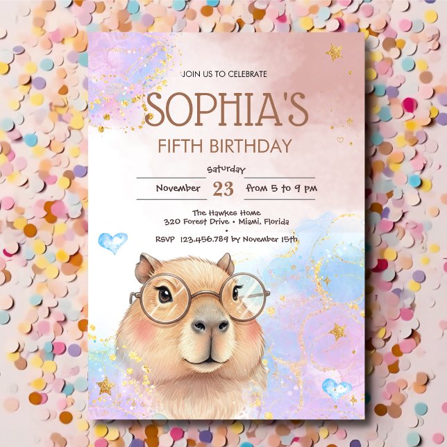 Convite Capybara kids birthday (Criador carregado)