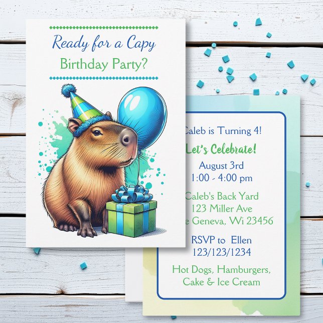 Convite  Capybara Themed Boy's Birthday Party (Criador carregado)