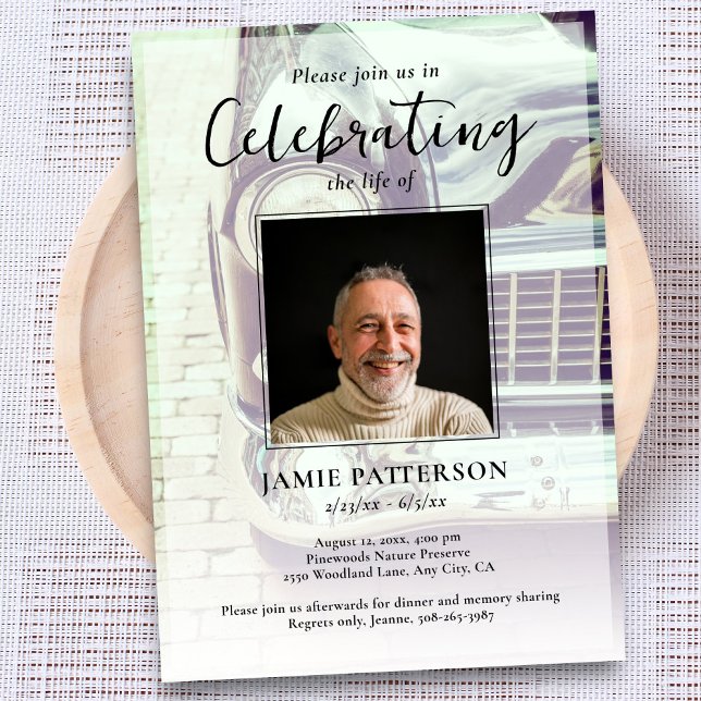 Convite Car Collector Celebration of Life Photo, Funeral (Criador carregado)