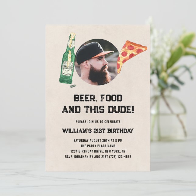 Convite Cara da Foto da Cerveja Engraçado Aniversário de 2 (Em pé/Frente)
