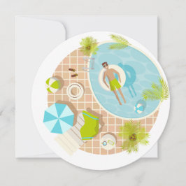 Convite cara da piscina em férias de verão tropical na pra