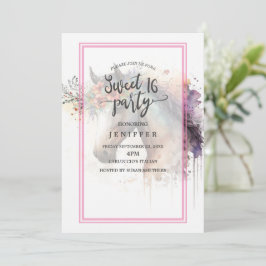 Convite Cara de cavalo com coroa de flor.