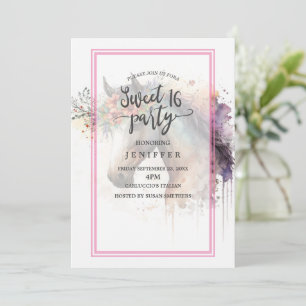 Convite Cara de cavalo com coroa de flor.