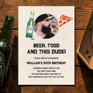 Convite Cara de Cerveja Homem Divertido Aniversário de 50 
