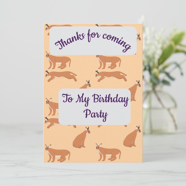 Convite Caracals Thank you Card (Em pé/Frente)