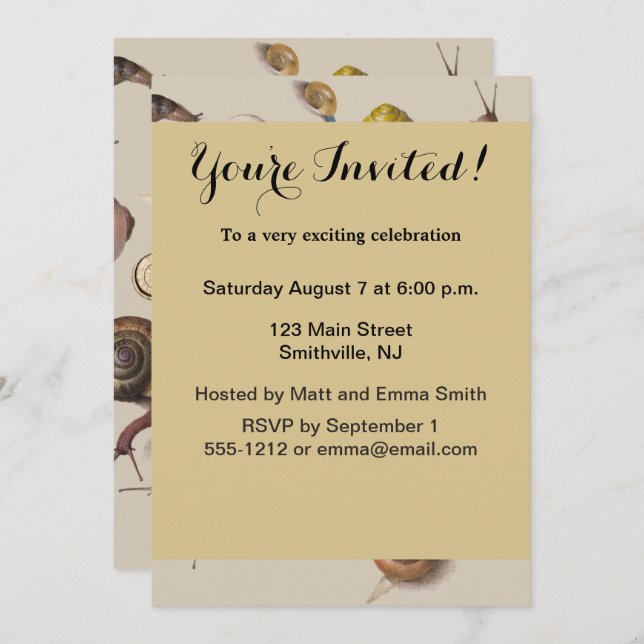 Convite Caracóis de Gastropodo de Pet de Slug de Jardim da (Frente/Verso)