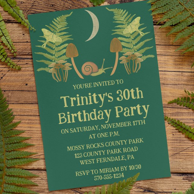 Convite Caracol Goblincore e Cogumelos Personalizados (Criador carregado)