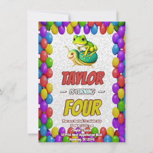 Convite Caracol sapo Personalizado Aniversário Convidar Cr
