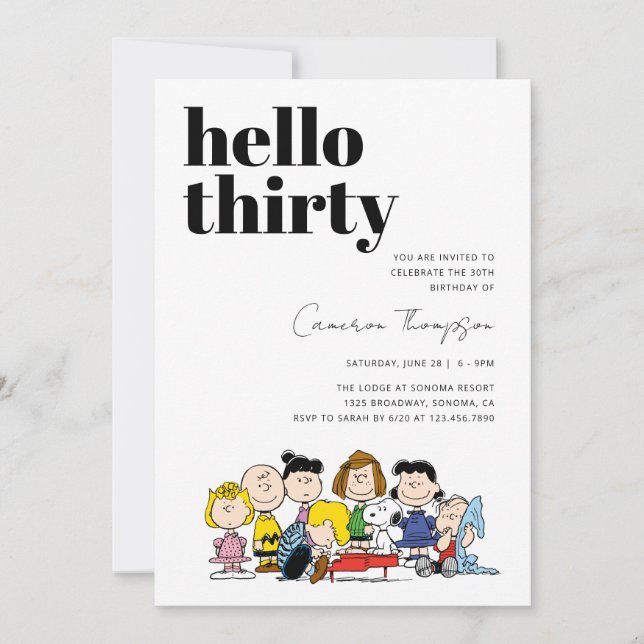 Convite Caracteres amendoins - aniversário de 30 anos (Frente)