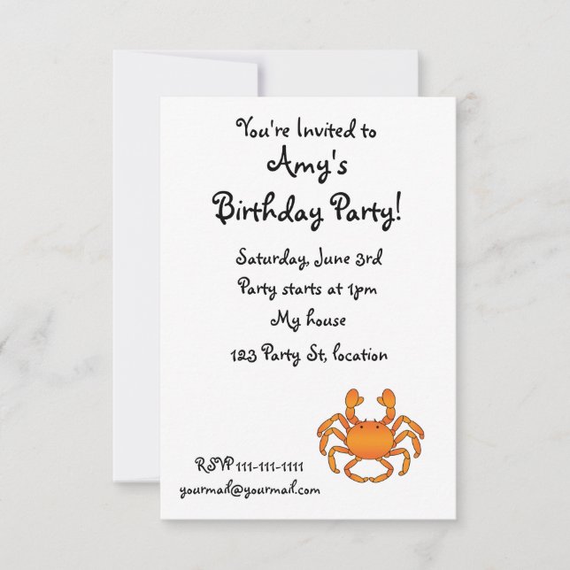 Convite Caranguejo alaranjado (Frente)