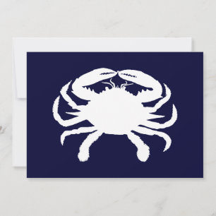 Convite Caranguejo em Forma Azul e Branco
