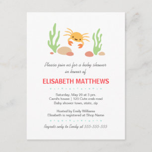 Convite Caranguejo-kawaii e chá de fraldas neutro de alga