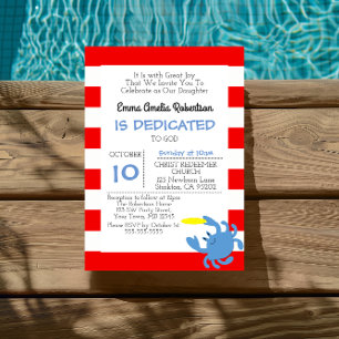 Convite Caranguejo Náutico Vermelho Personalizado Pequeno 