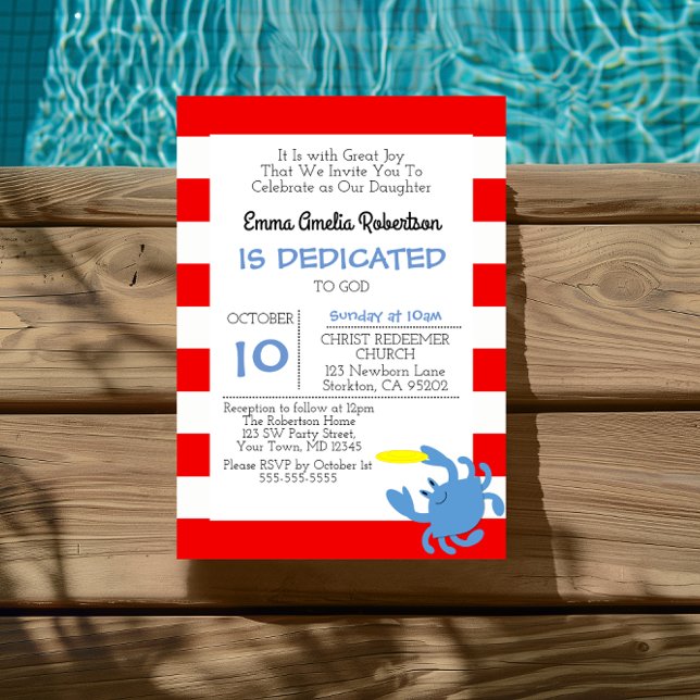 Convite Caranguejo Náutico Vermelho Personalizado Pequeno  (Criador carregado)